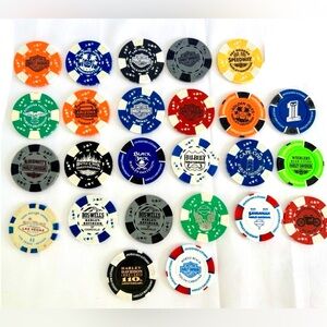 EUC Lot of 25 Harley-Davidson Poker Chips Various Dealers /Locations